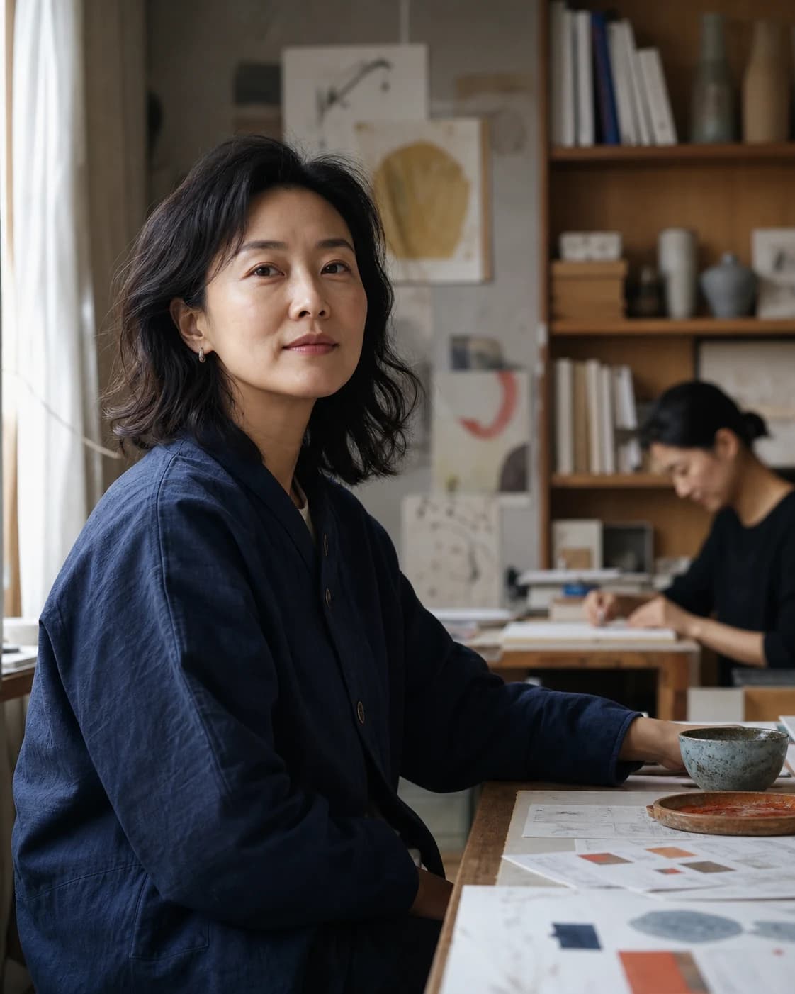 결마음 교육 디렉터가 작업실에 앉아 있는 모습
