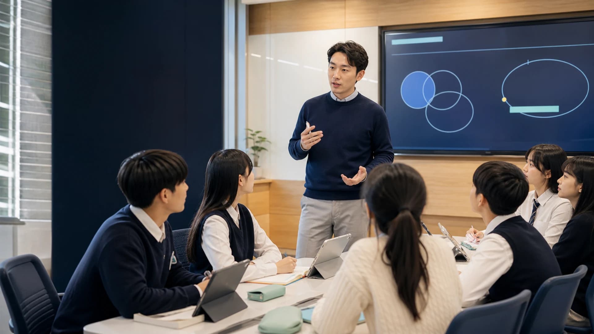 디지털 수업 환경에서 영어 수업을 진행하는 브릿지온 교사와 학생들